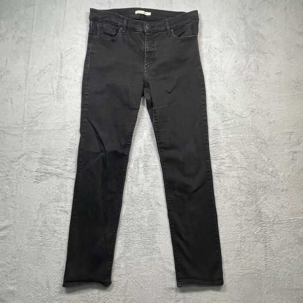 Levis 314 Shaping Straight Jeans Womens 32 Black Mid Rise Denim Pants